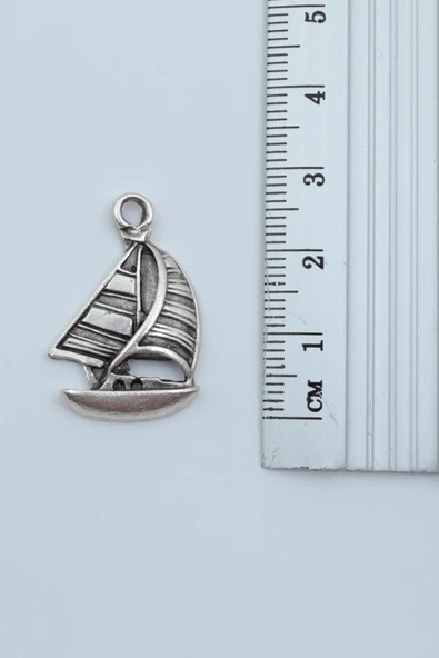 Yelkenli Gümüş Kaplama Kolye Ucu - Resim 2
