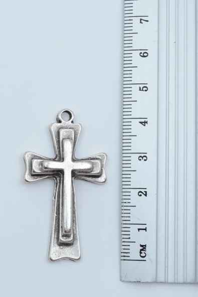 Haç Gümüş Kaplama Kolye Ucu - Resim 2