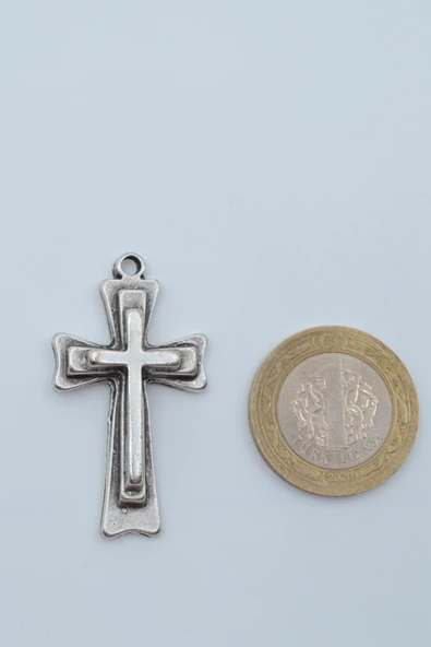 Haç Gümüş Kaplama Kolye Ucu - Resim 3