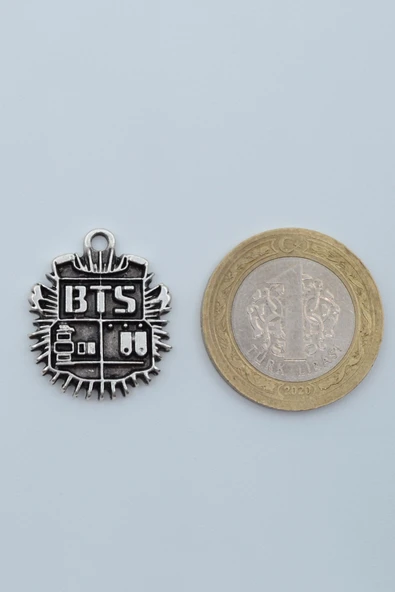 Minimal BTS Army Gümüş Kaplama Kolye Ucu - 3