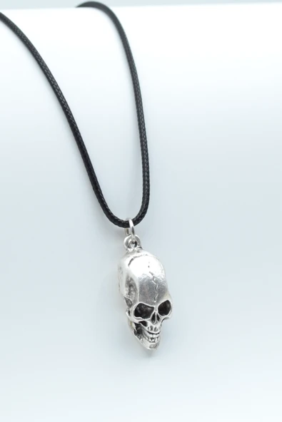 Kuru Kafa Gümüş Kaplama Deri İp Kolye ürün görseli 1