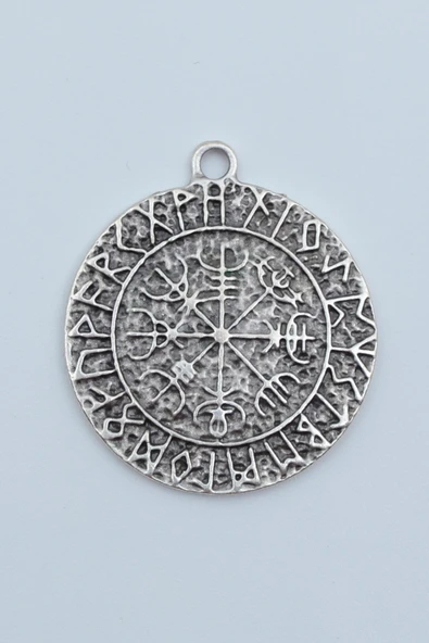 Vegvisir Viking Pusulası Gümüş Kaplama Kolye Ucu - 1