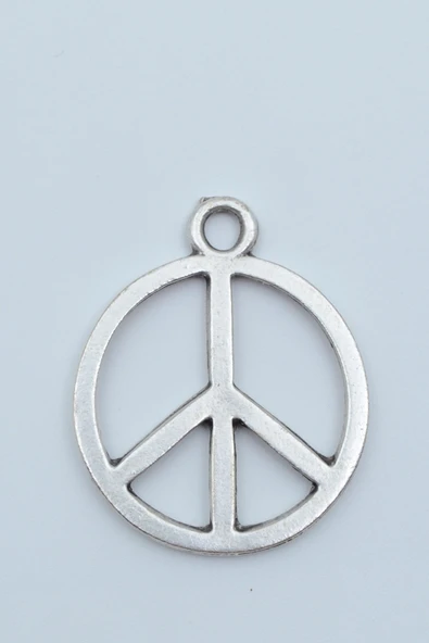 Peace Barış İşareti Gümüş Kaplama Kolye Ucu - 1
