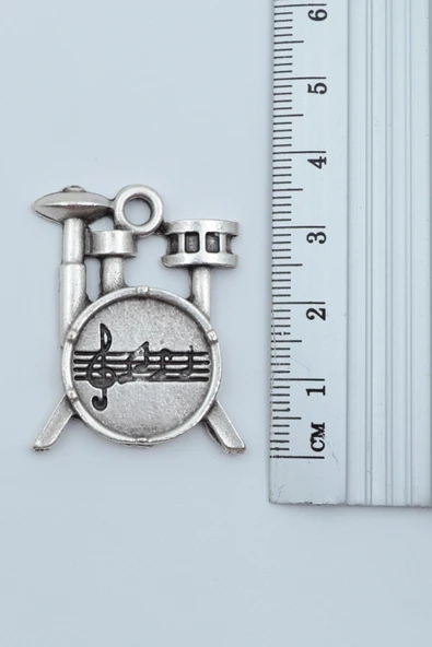 3'lü Keman Nota Defteri Bateri Gitar Gümüş Kaplama Kolye Seti - Resim 3