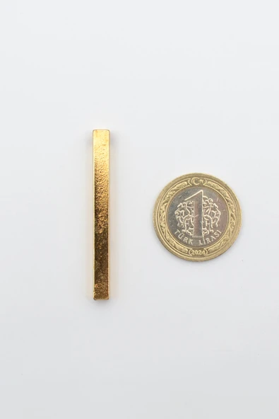 Çubuk Gümüş Kaplama Kolye Ucu - Gold Renk - 3