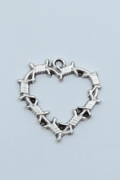 Dikenli Kalp Gümüş Kaplama Kolye Ucu ürün görseli 1