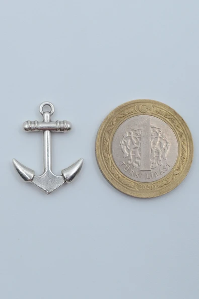 Minimal Çapa Gümüş Kaplama Kolye Ucu - Resim 3