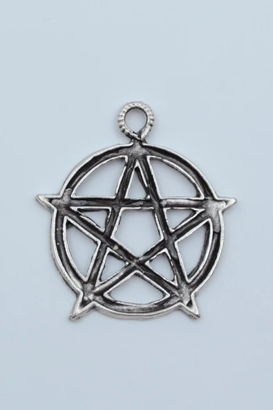 Pentagram Yıldızı Gümüş Kaplama Kolye Ucu - 1