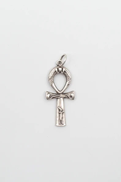 Ankh Yaşam Sembolü Kolye Ucu - Antik Gümüş Kaplama ürün görseli 1