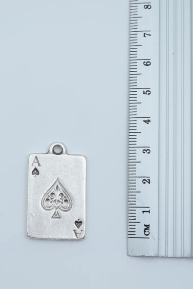 Maça As Poker İskambil Gümüş Kaplama Kolye Ucu - Resim 2
