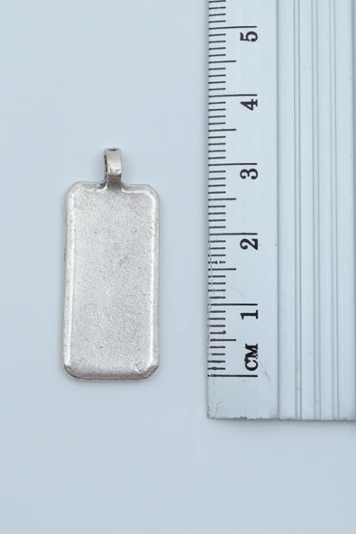 2'li Dikdörtgen Bar Kulaklık Gümüş Kaplama Kolye Seti - Resim 4