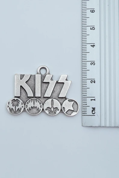 Kiss Gümüş Kaplama Deri İp Kolye - Resim 3