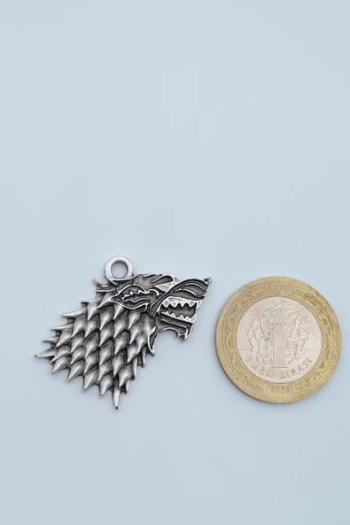 Game Of Thrones Kurt Gümüş Kaplama Kolye Ucu - Resim 3