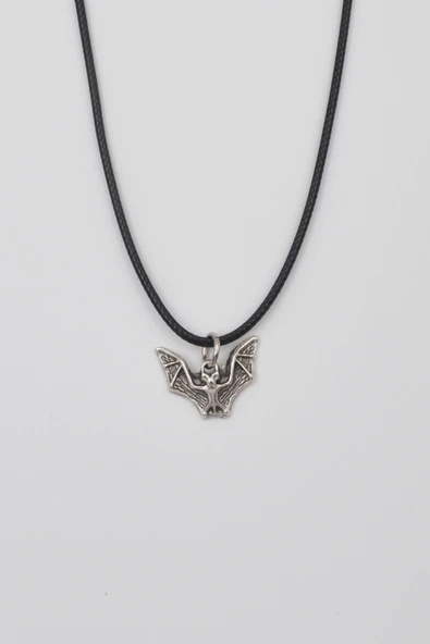 Minimalist Gotik Yarasa Kolye - PU Deri İp Zincirli Unisex Gümüş Kaplama - 60 cm ürün görseli 1