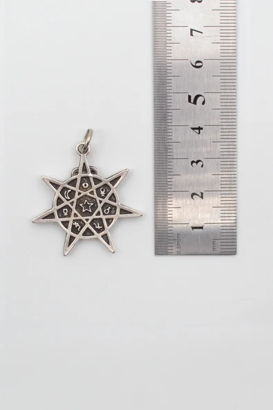 Astroloji 7 Nokta Yıldız Kolye Ucu - Antik Gümüş Kaplama - 3