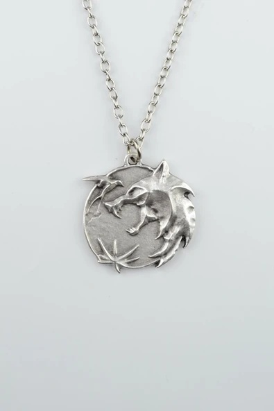 Witcher 3 Madalyon Gümüş Kaplama Düz Zincir Kolye ürün görseli 1