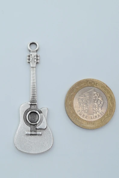 Gitar Gümüş Kaplama Düz Zincir Kolye - Resim 4