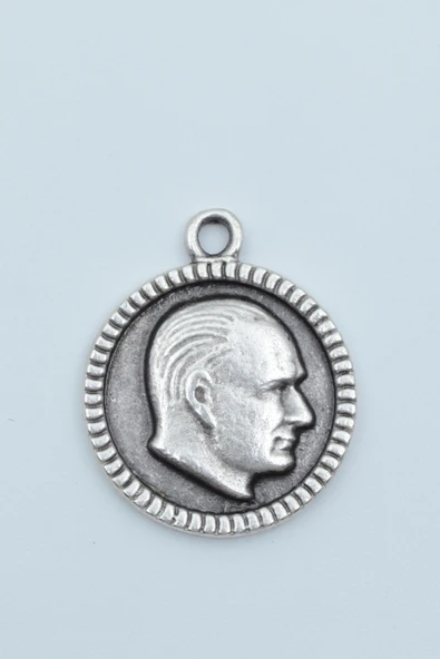 Atatürk Madalyon Gümüş Kaplama Kolye Ucu - 1