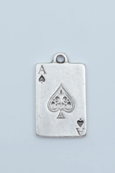 Maça As Poker İskambil Gümüş Kaplama Kolye Ucu ürün görseli 1