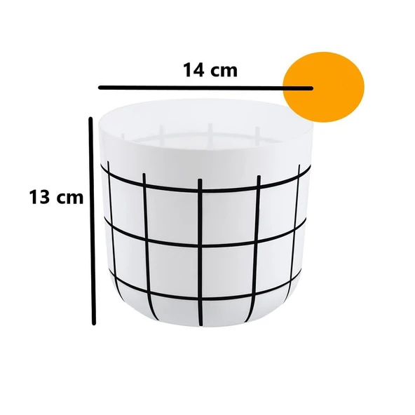 Omnipazar KRS-211 Dekoratif Karo Desenli Saksı 1.4 Litre No 1 - 3