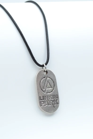 Linkin Park Gümüş Kaplama Deri İp Kolye ürün görseli 1