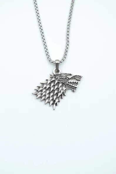 Game Of Thrones Kurt Gümüş Kaplama Örme Zincir Kolye ürün görseli 1