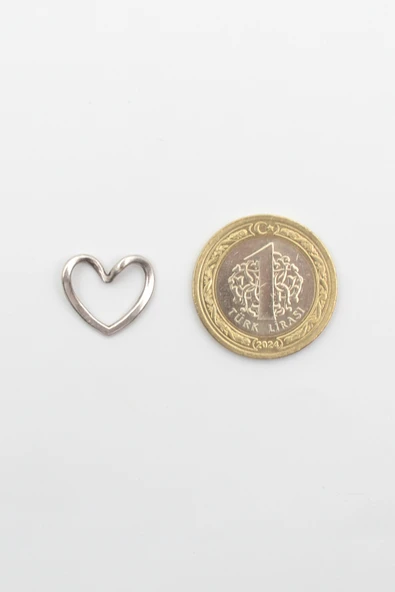 Minimalist Kalp Kolye Ucu - Antik Gümüş Kaplama - Resim 2