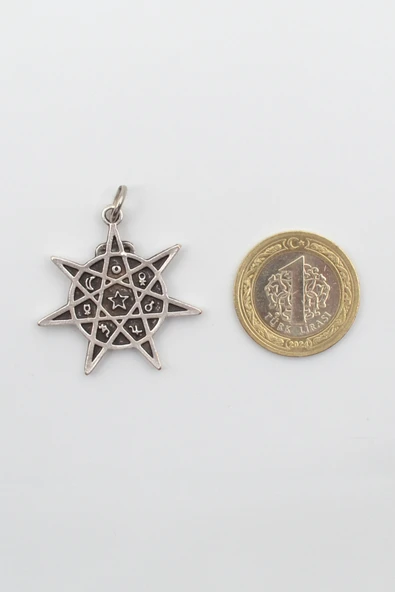 Astroloji 7 Nokta Yıldız Kolye Ucu - Antik Gümüş Kaplama - 2