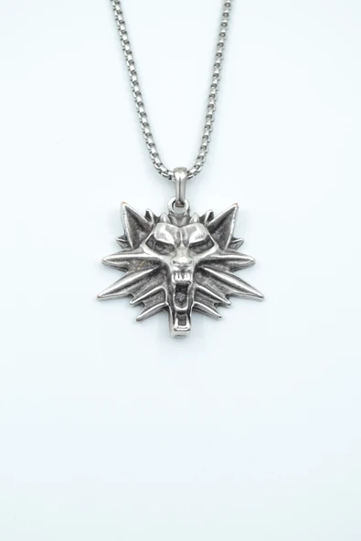 Witcher 3 Gümüş Kaplama Örme Zincir Kolye ürün görseli 1