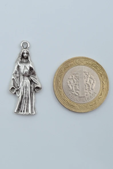 Minimal Meryem Ana Gümüş Kaplama Deri İp Kolye - Resim 4