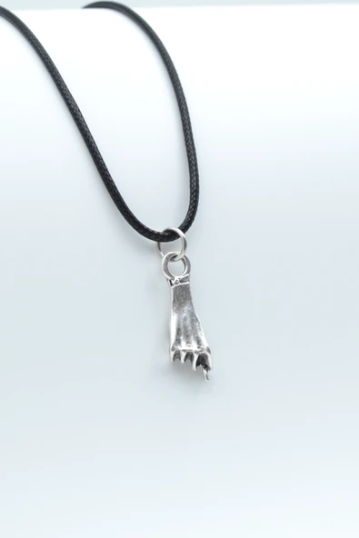 Nah El Hareketi Gümüş Kaplama Deri İp Kolye ürün görseli 1