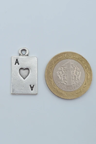 Minimal Maça As Poker İskambil Gümüş Kaplama Deri İp Kolye - Resim 4