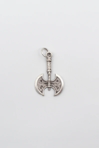 Viking Çift Başlı Balta Kolye Ucu - Antik Gümüş Kaplama ürün görseli 1