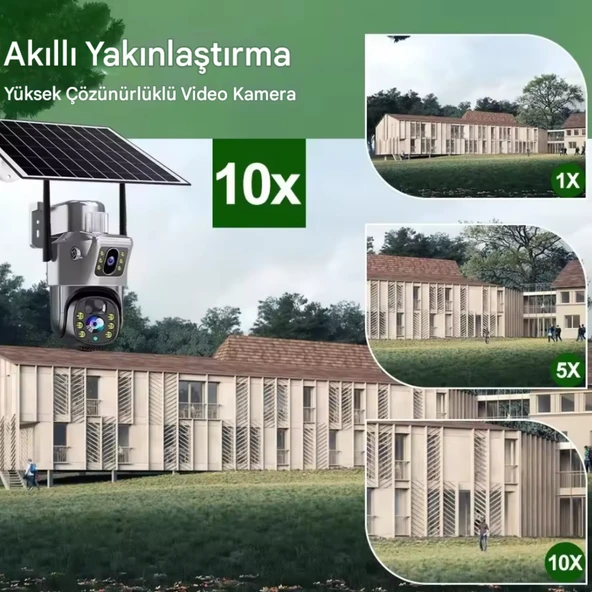 VIVA 735W V380 WİFİ Solar Güvenlik Kamerası Türkçe PTZ Hareketli Gece Görüşlü Güneş Panelli Akıllı Kamera - 5