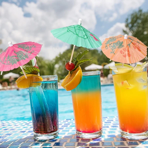 VIP 12 PCS COCKTAIL UMBRELLA 12 ADET KOKTEYL ŞEMSİYESİ RENKLİ KOKTEYL ŞEMSİYESİ KOKTEYL AKSESUARLARI