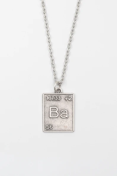 Modern Breaking Bad Ba Element Kolye - Düz Ezme İthal Zincirli Unisex Gümüş Kaplama - 60 cm ürün görseli 1