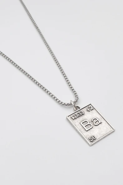 Breaking Bad Ba Element Kolye - Örme İthal Zincirli Unisex Gümüş Kaplama Koleksiyonluk - 60 cm - Resim 2