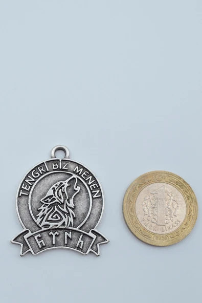 Tengri Biz Menen Göktürkçe Gümüş Kaplama Kolye Ucu - Resim 3