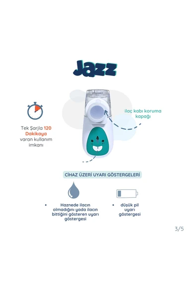 JAZZ Taşınabilir (ULTRASONİK) Mesh Nebulizatör - Resim 6