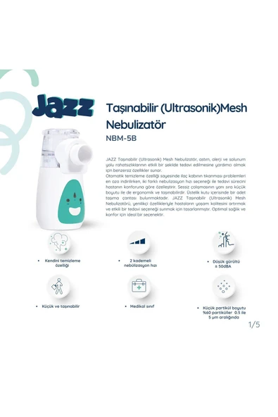 JAZZ Taşınabilir (ULTRASONİK) Mesh Nebulizatör - Resim 4