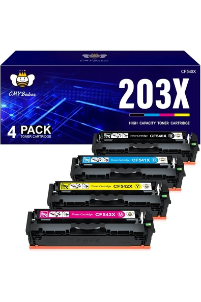 HP Color M254dw Toner MFP M281fdw M281fdn M254nw M280nw M254dn CF540X CF541X CF542X CF543X (4 Pack) ürün görseli 1