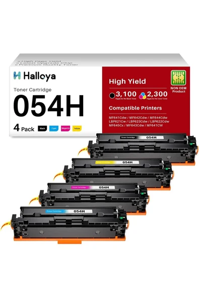 Canon 054H MF642Cdw MF644Cdw LBP620 LBP622Cdw MF640C Printer(Black Cyan Magenta Yellow，4Pack) ürün görseli 1