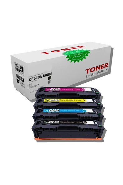 HP CF540A/541A/542A/543A Muadil Takım Set Toner /WB/203A/M254dw/M254 ürün görseli 1