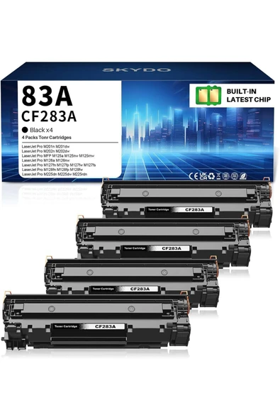 HP 83A Toner HP 83X CF283A Laserjet Pro MFP M201dw M127fn M225 M127 M201n M125a M125rnw M125nw 4 ADET ürün görseli 1