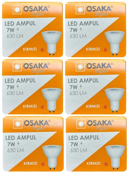 (6 Adet) Osaka 7W Kırmızı Işık GU10 Duylu Led Çanak Ampul ürün görseli 1