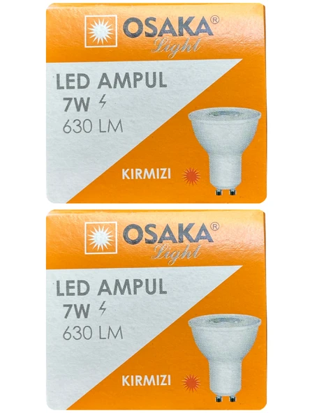 (2 Adet) Osaka 7W Kırmızı Işık GU10 Duylu Led Çanak Ampul