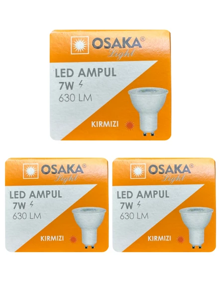 (3 Adet) Osaka 7W Kırmızı Işık GU10 Duylu Led Çanak Ampul ürün görseli 1