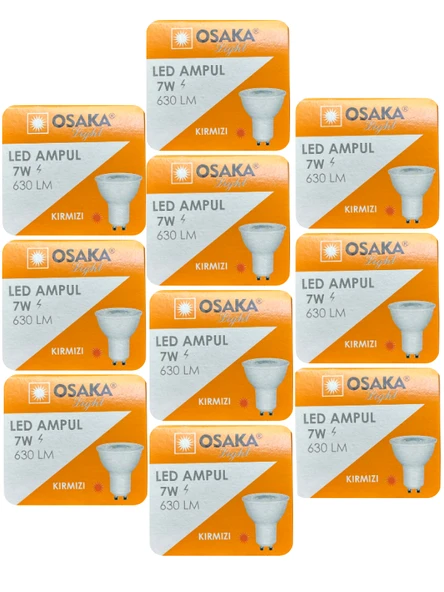 (10 Adet) Osaka 7W Kırmızı Işık GU10 Duylu Led Çanak Ampul ürün görseli 1