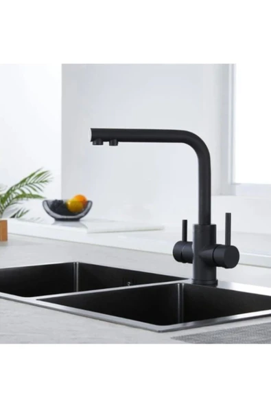 Home Paslanmaz Pirinç Arıtmalı Mat Siyah Eviye Bataryası - 2