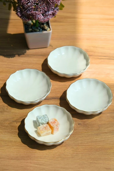 Kütahya Porselen Bone Luz Kase Altın File 4 Parça 8cm BNLZF08KSS220 - 7